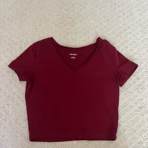Women's V-Neck Burgundy Top